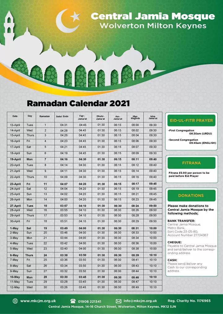 central mosque namaz timetable birmingham